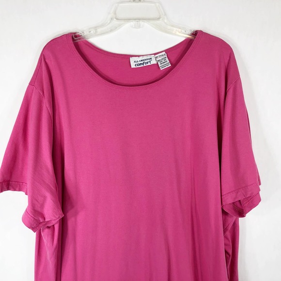 All American Comfort Plus Size 4X Top Pink Short Sleeve Scoop‎ Neck Cotton 1465 - Picture 4 of 5